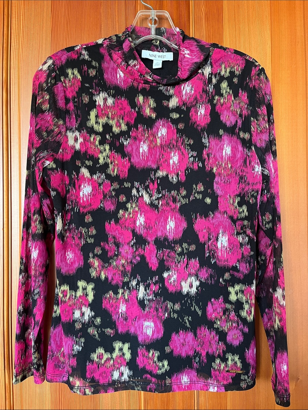 NWT Nine West Mesh Floral Top, M